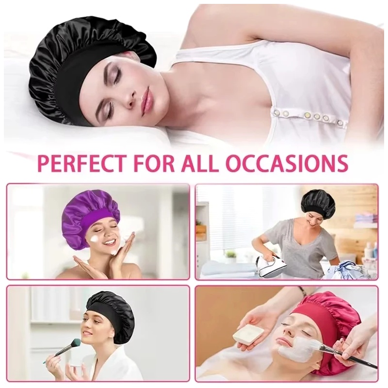 Satin Hair Bonnet - Bonnet de nuit en satin violet,