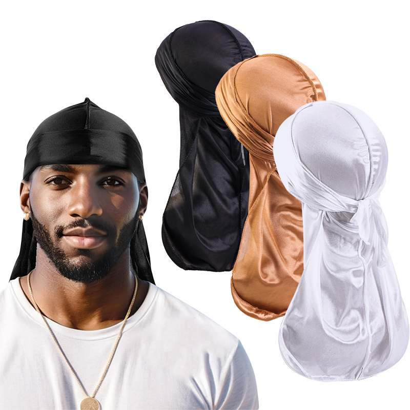 Satin Hair Bonnet - 3 pièces/lot Long Durag soie Satin
